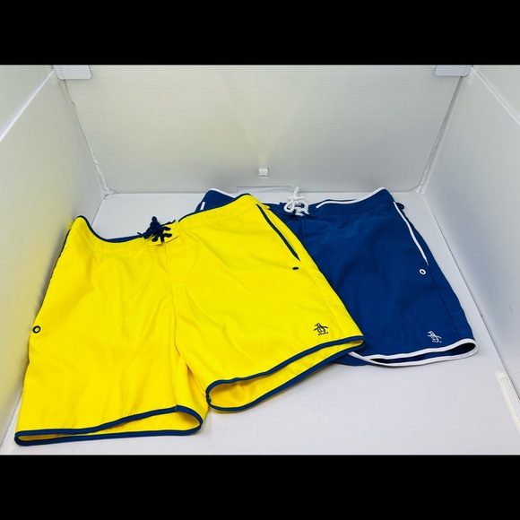 Penguin**2 x Swim Shorts***Blue and Yellow**Size 34 EUC - Picture 2 of 3